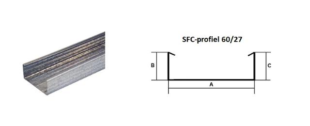 Steelframe - MS C-60/27 plafondprofiel 0,6 mm L= 3000 mm