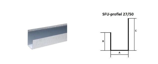 Steelframe - MS U-27/50 plafondprofiel L= 3000 mm